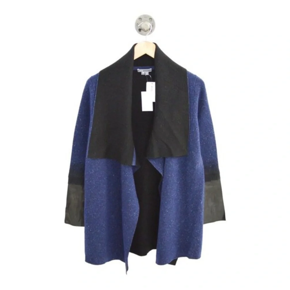 Vince Leather Cuff Wool Cashmere Sweater Jacket - Picture 1 of 9